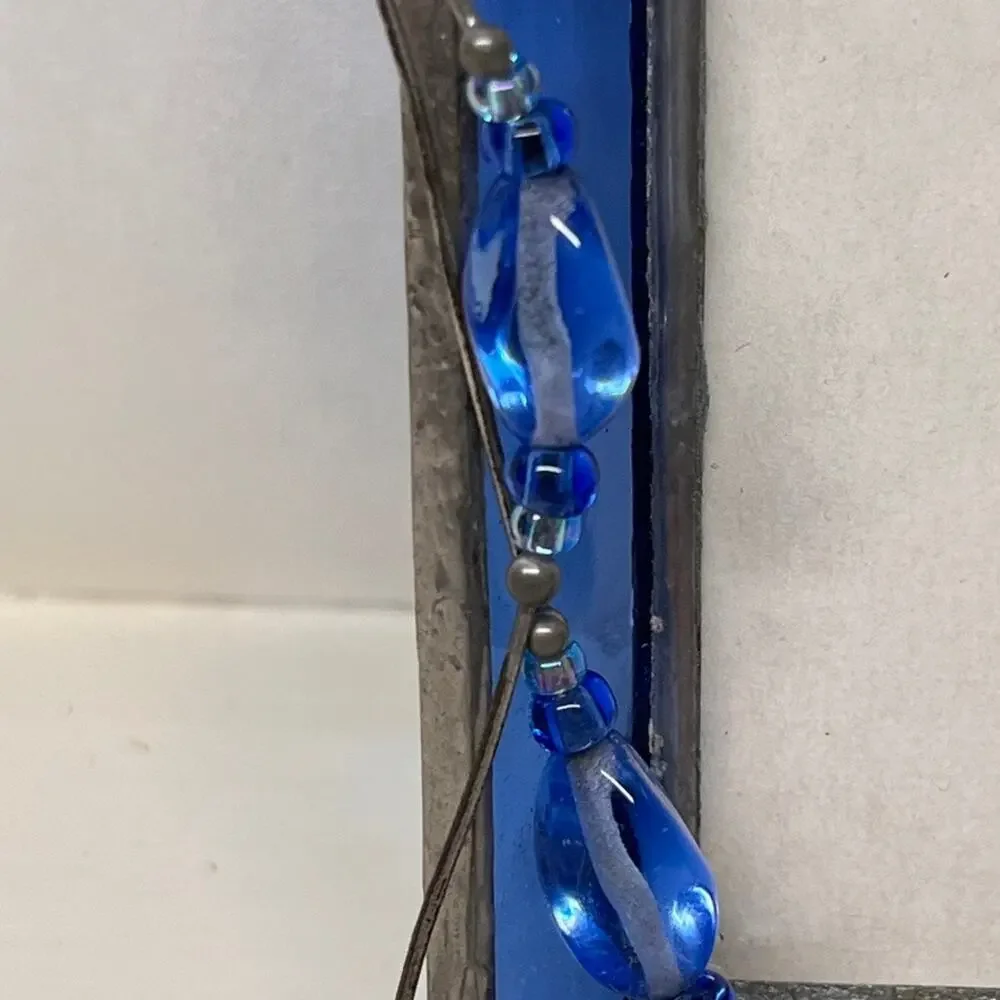 Handcrafted Cobalt Blue Stained Glass Picture Frame